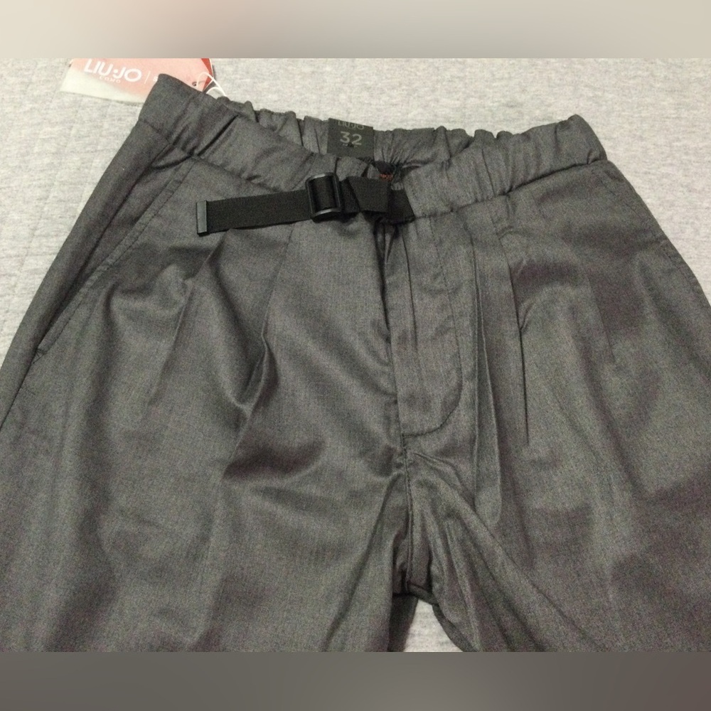Liu Jo Uomo Sport Women’s Loose Fit Chino Medium Gray with Belt Size M (32) - Picture 5 of 12